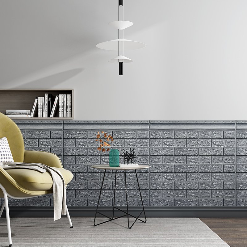 70x70cm Peel and Stick Eco-friendly Embossed Texture Wall Stickers Waterproof Soundproof Anti-bumping Wall Panels for Home Decor
