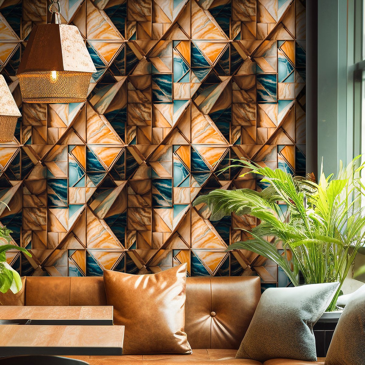 Simplified geometric graphics, TV background, wall paper, Nordic living room decoration wallpaper