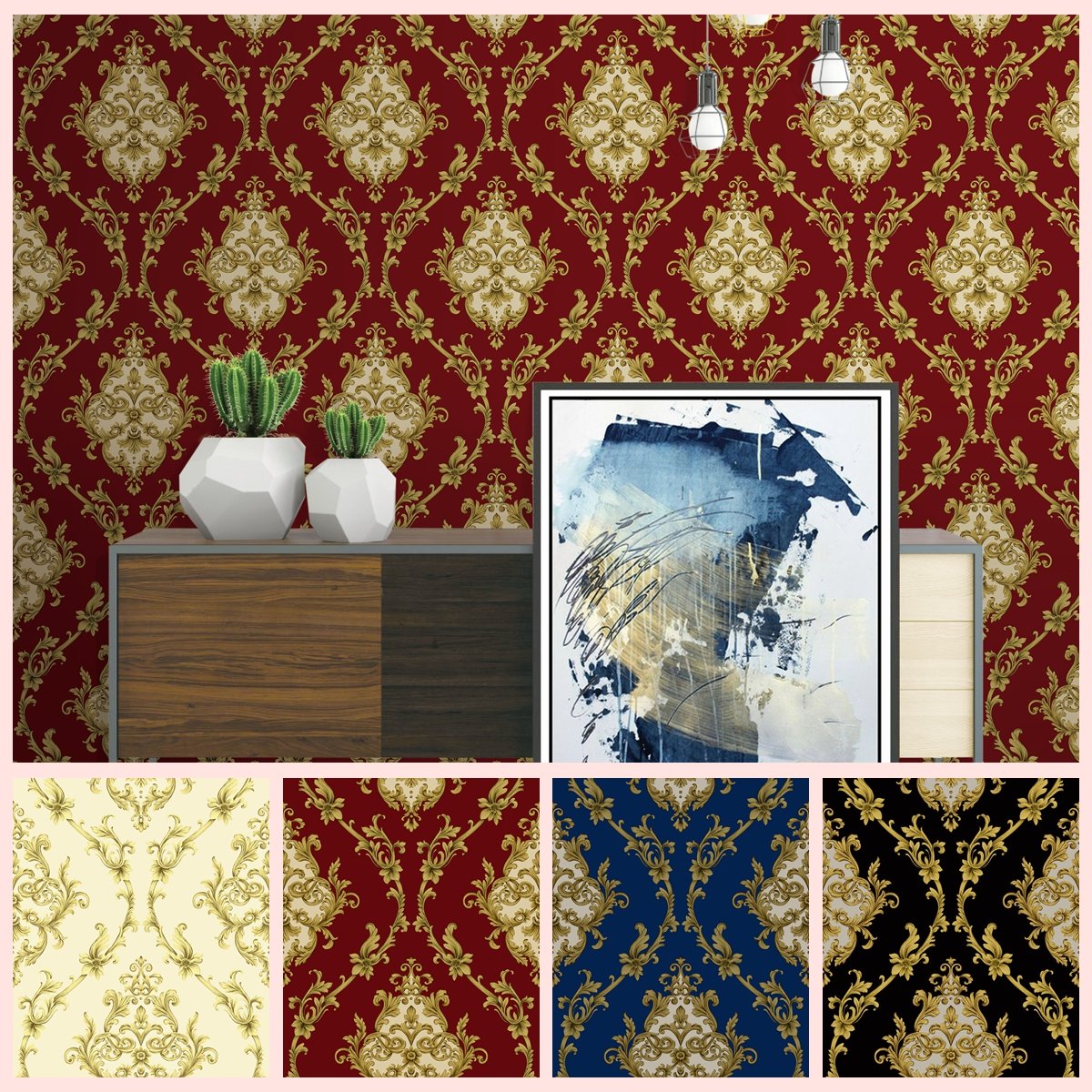 53cm popular patterns floor wallpaper waterproof 3d gold blocking