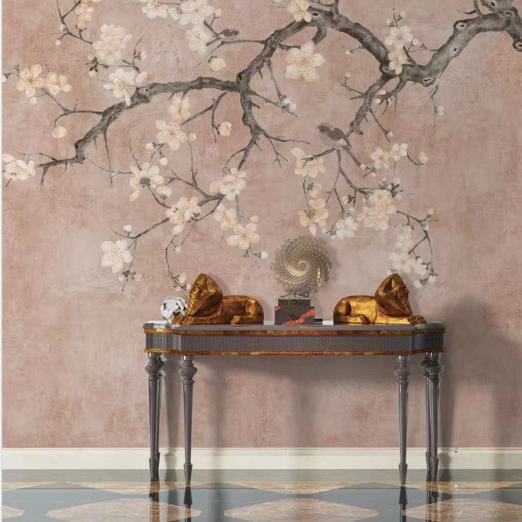 Zhenling Oil Painting Feeling Flowers Birds Design Hand Painted wallpaper for Bedroom Wall decoration