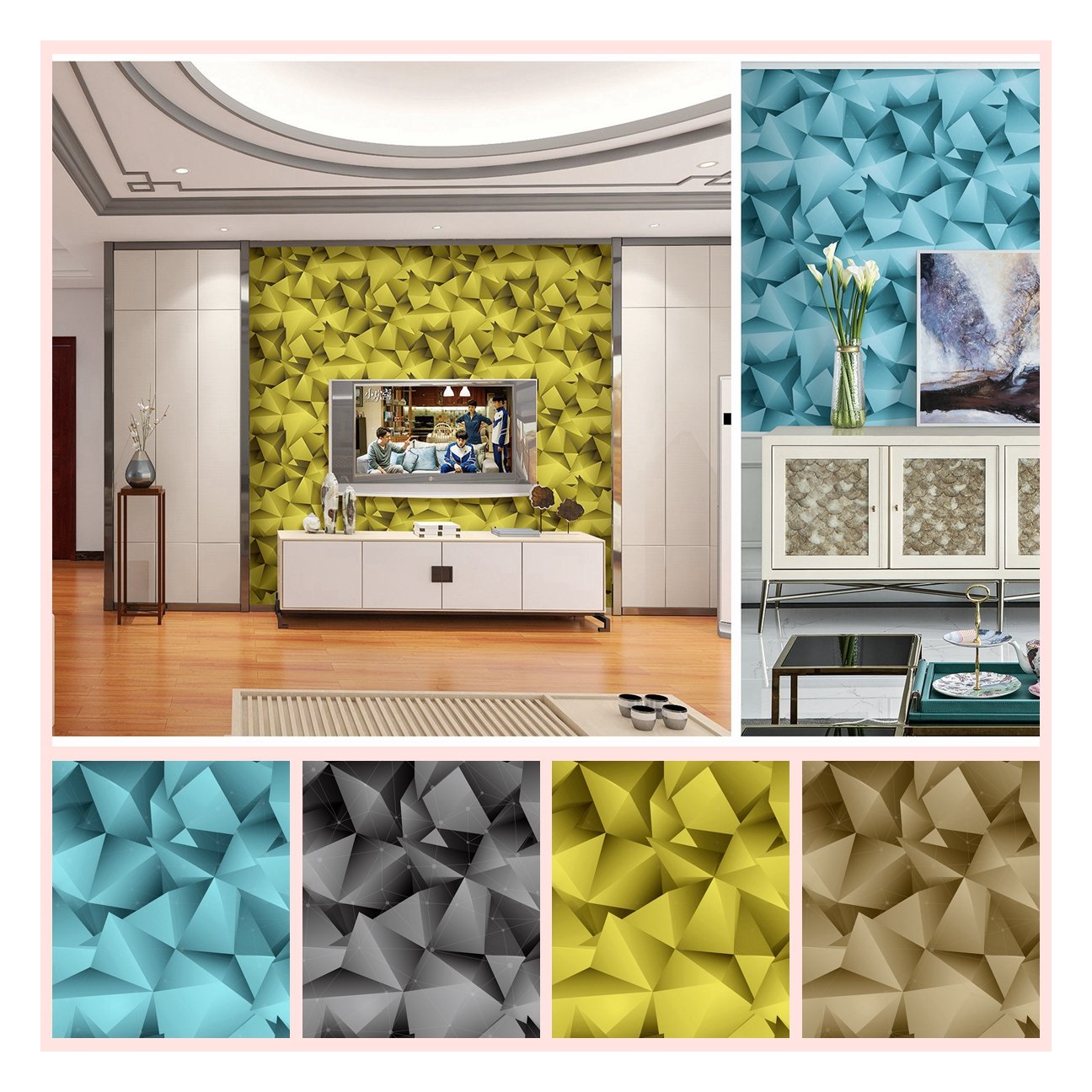 new Guangzhou wallpaper for home decoration 3d flower pvc wallpaper rolls
