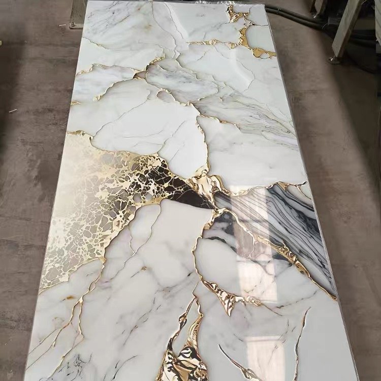 High Glossy 1220*2440mm*3mm Uv Marble Sheet Uv Pvc Marble Sheet Pvc Wall Panel