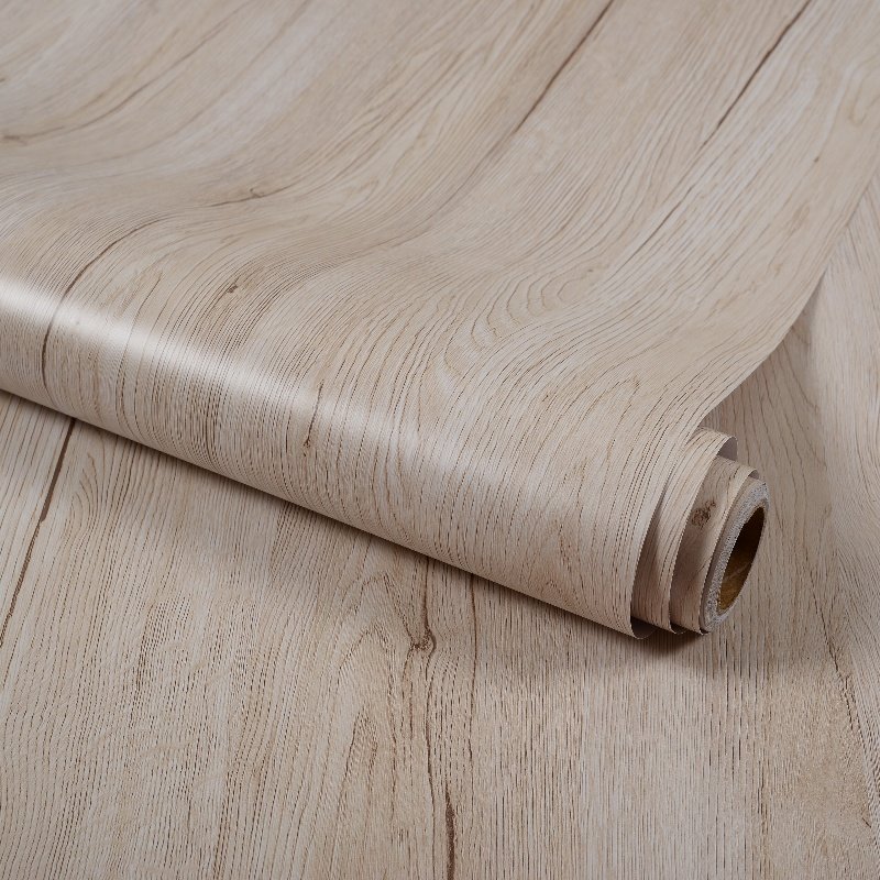 Modern Vintage White Maple Interior Film Self-Adhesive Waterproof Wallpaper Home Decorative Wall Covering Removable Wood Grain