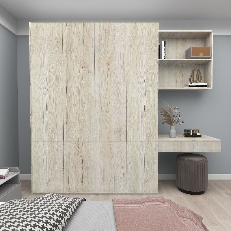Modern Vintage White Maple Interior Film Self-Adhesive Waterproof Wallpaper Home Decorative Wall Covering Removable Wood Grain