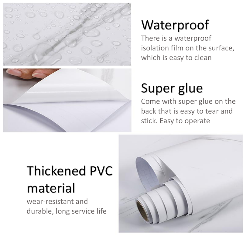 Glossy White Pink Marble Contact Paper Marble Peel and Stick Wallpaper Self-adhesive Removable Wall Paper of Kitchen