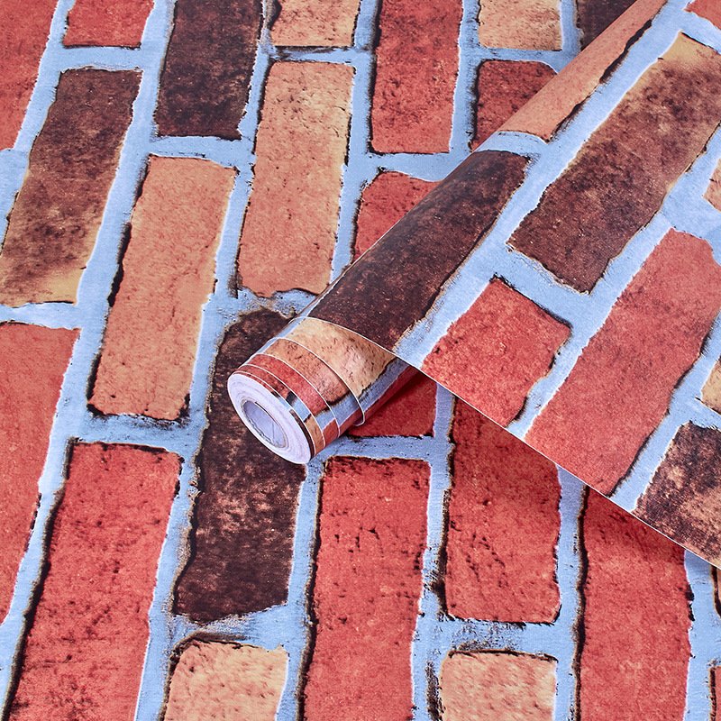 Vinyl red brick 3d contact paper design adhesive waterproof wall sticker wallpaper rolls for room walls decor