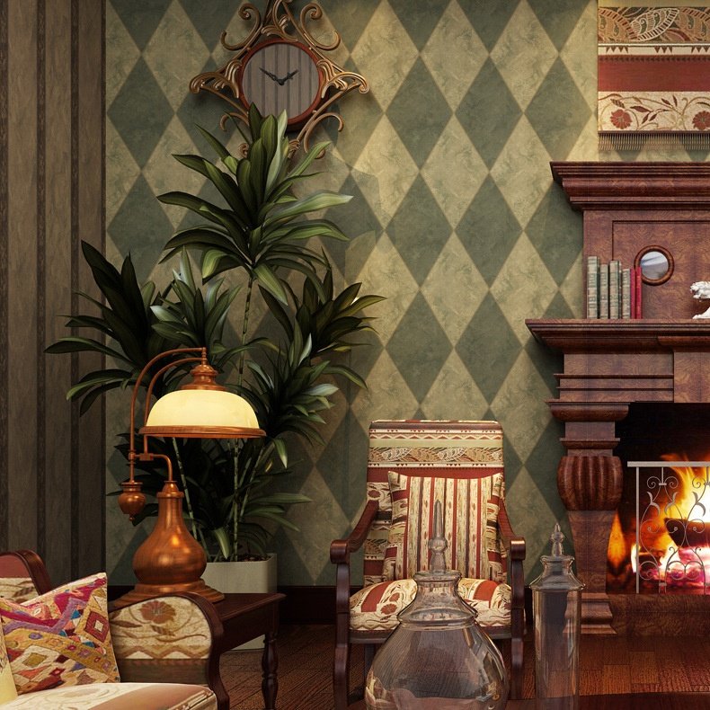 American retro geometric murals diamond wallpaper bedroom living room TV background wallpaper restaurant whole house wall cloth