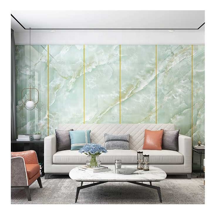 High Quality Peel and Stick 3D PET Foam Green and White Marble Design Living Room Home Decoration Wallpaper Sticker