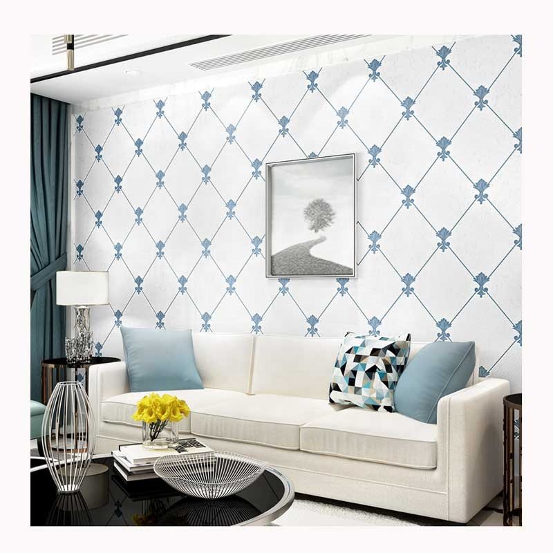 High Grade Non-Woven Flocking Wallpapers Simple Curve Style Moisture-Proof Fireproof Sound-Absorbing Soundproof Administration