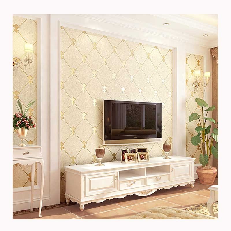 High Grade Non-Woven Flocking Wallpapers Simple Curve Style Moisture-Proof Fireproof Sound-Absorbing Soundproof Administration