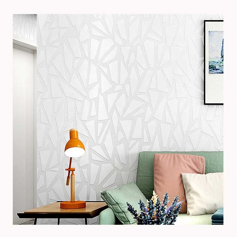 High Grade Non-Woven Flocking Wallpapers Simple Curve Style Moisture-Proof Fireproof Sound-Absorbing Soundproof Administration