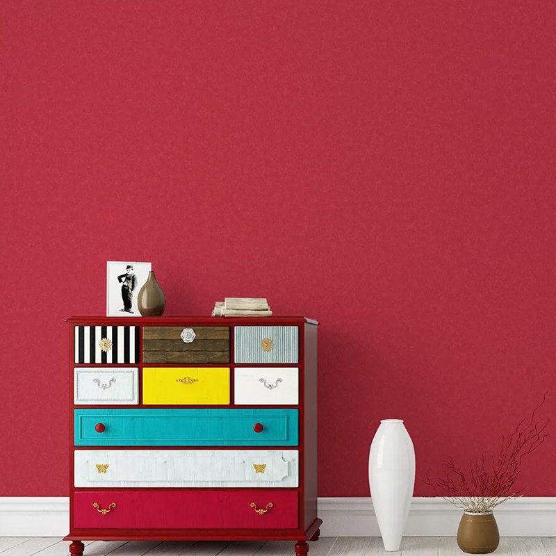 Flat solid color wallpaper, red, green, gray non woven wallpaper