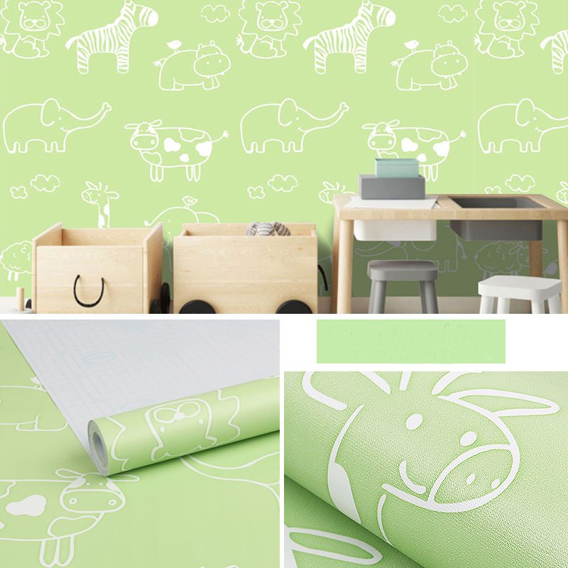 Self adhesive and easily install cartoon patterns wall paper rolls for little kids living room interior decoration