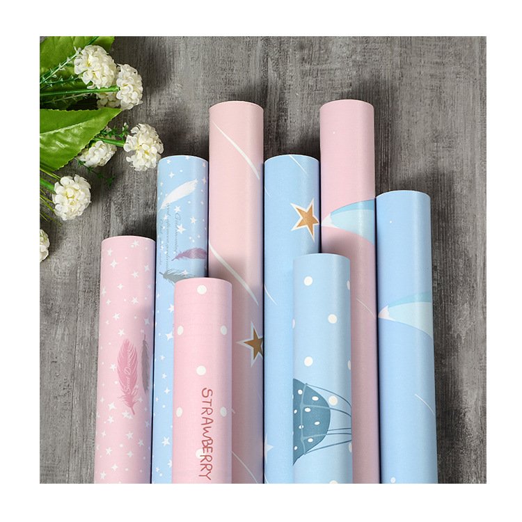 Self adhesive and easily install cartoon patterns wall paper rolls for little kids living room interior decoration