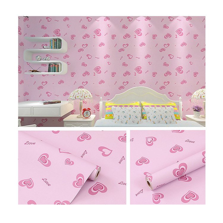 Self adhesive and easily install cartoon patterns wall paper rolls for little kids living room interior decoration