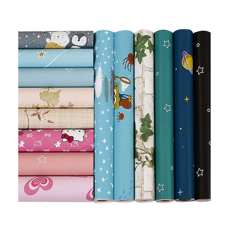 Self adhesive and easily install cartoon patterns wall paper rolls for little kids living room interior decoration