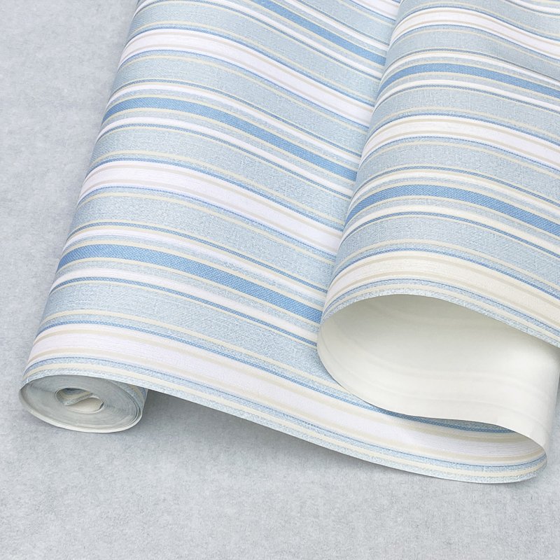 Striped Children's Room Wallpaper Little Bear Sailboat Blue 3D kids wallapaper