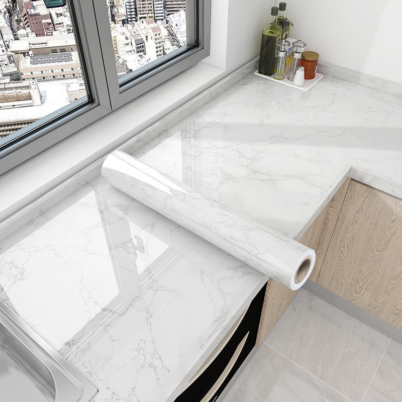 Factory Bestseller shiny wood grain vinyl sticker adhesive alternative black and white marble vinyl wrap for bathroom wall