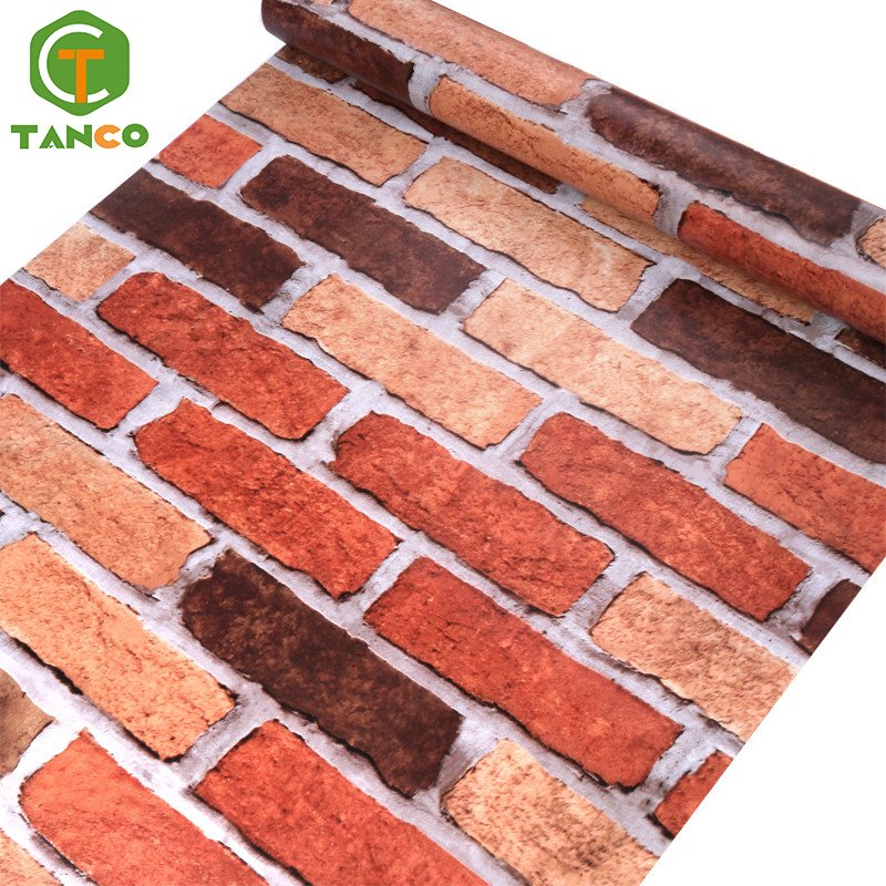 Hot sale mould-proof 3d self adhesive brick wallpaper roll sticker