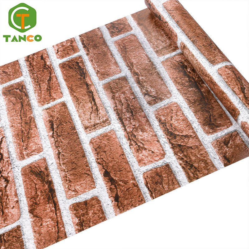 Hot sale mould-proof 3d self adhesive brick wallpaper roll sticker