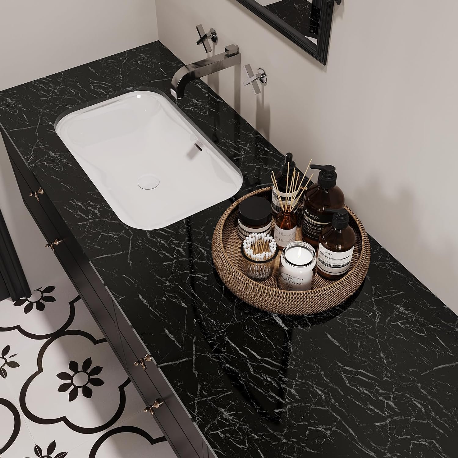 ORON Modern Black Peel And Stick Waterproof pvc Self Adhesive Marble Design Wall paper Rolls For Home Wall Decor