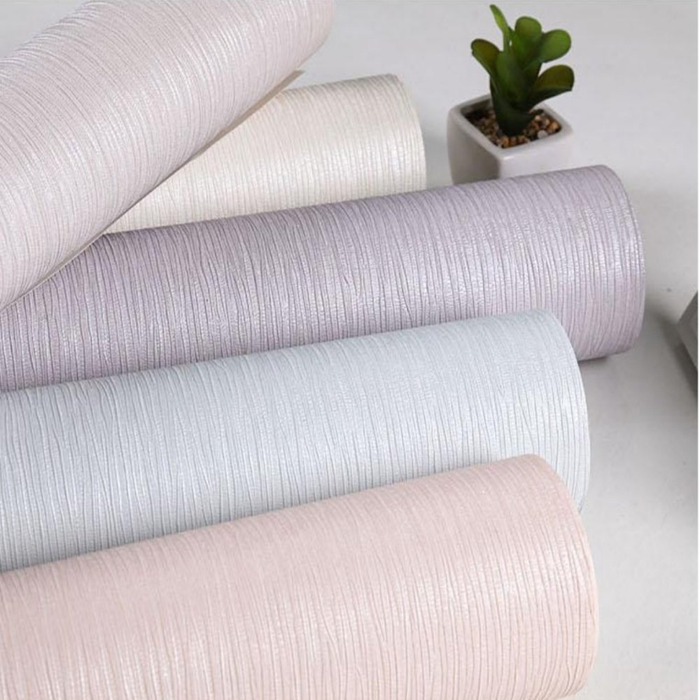 Modern linen woven PVC wallpaper living room bedroom wall home decoration wholesale solid color wallpaper roll
