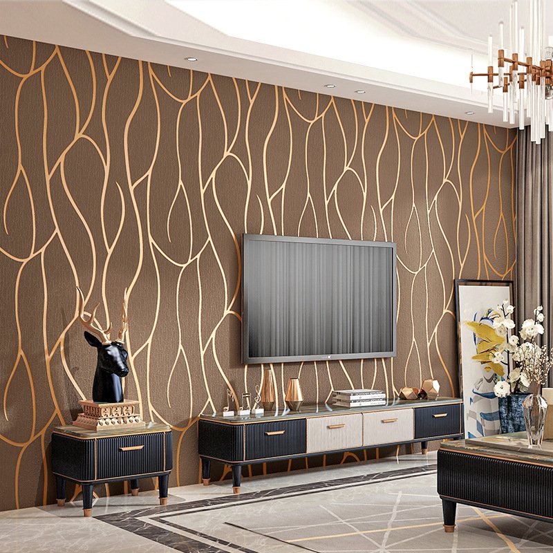 Self Adhesive Customized Suede Wallpaper Rolls Home Decoration for Living Room Luxury