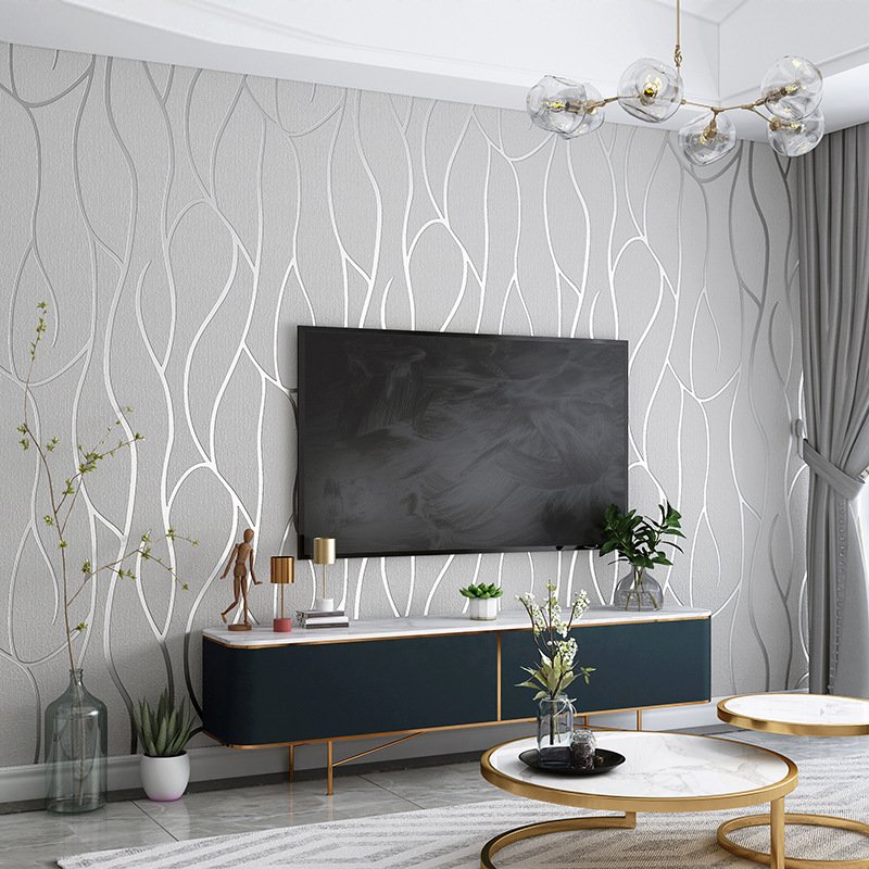 Self Adhesive Customized Suede Wallpaper Rolls Home Decoration for Living Room Luxury