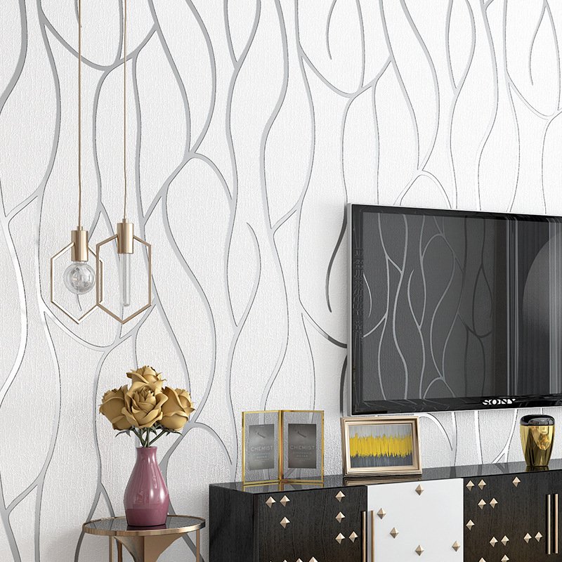 Self Adhesive Customized Suede Wallpaper Rolls Home Decoration for Living Room Luxury
