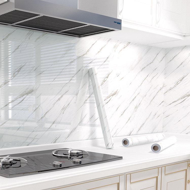 Kitchen oil-proof stickers 3d wallpaper home decoration adhesive waterproof wallpaper high temperature surface marble wallpaper