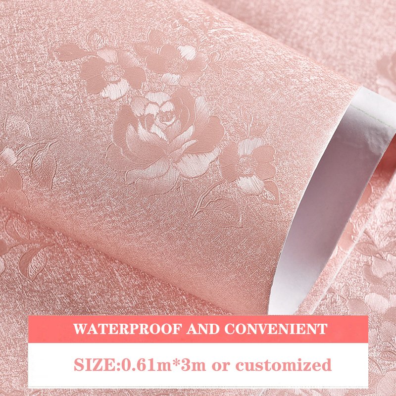 Hot Products Top 20 Rose Plain Silk Texture Wallpaper Self-adhesive Wall paper Rolls
