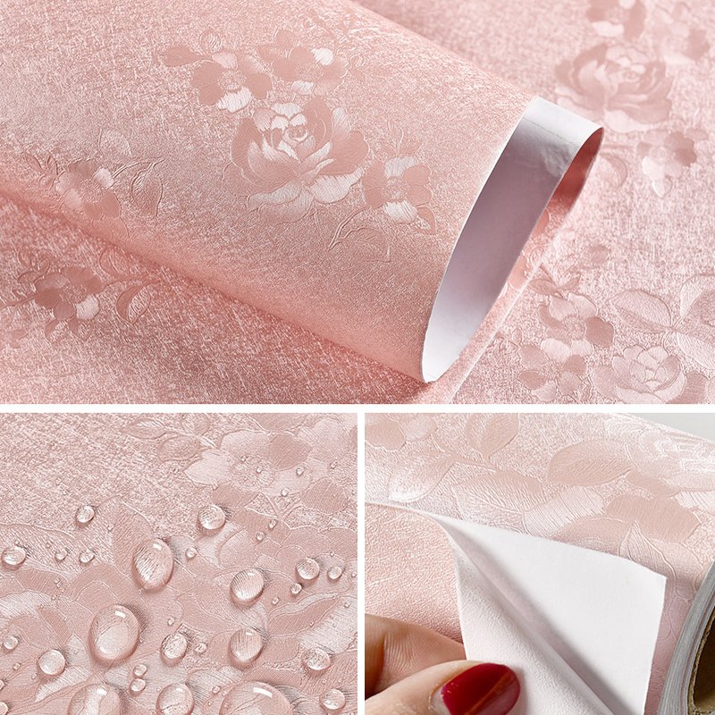Hot Products Top 20 Rose Plain Silk Texture Wallpaper Self-adhesive Wall paper Rolls