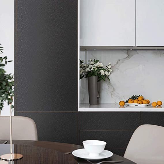 61cm*10m 3D Silk Embossed Black Wallpaper For Wall Decor Textured Contact Paper Peel and Stick Self Adhesive Vinyl Wallpaper