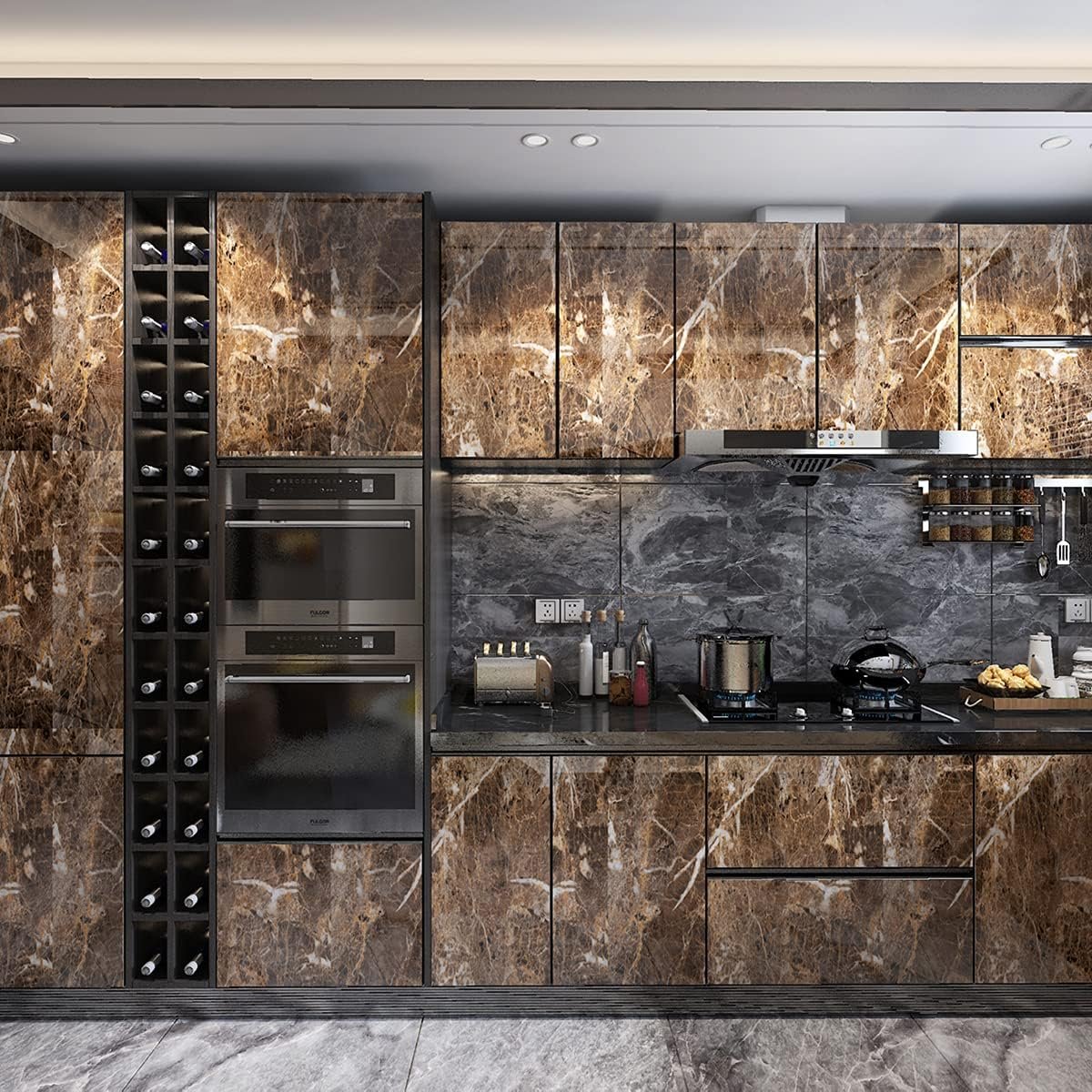 2024 Stocks Waterproof PVC 3D Marble Self Adhesive Wallpaper Roll Contact Paper In The Kitchen and Bathroom