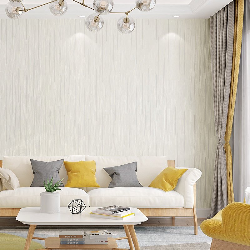 Modern simple 3D 3D Fine stripe embossed wallpaper bedroom living room hotel fashionable plain wallpaper