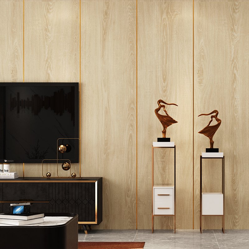 Easily install self adhesive wallpaper peel and stick easily wood pvc wall panel rolls for home decoration