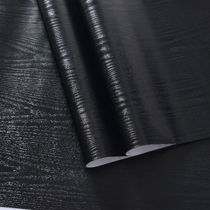 Black Wood Peel and Stick Paper Decorative Self-Adhesive wallpaper for bedroom or kitchen Surfaces Easy to Clean Thickening