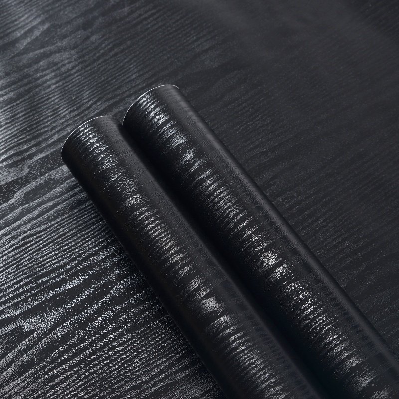 Black Wood Peel and Stick Paper Decorative Self-Adhesive wallpaper for bedroom or kitchen Surfaces Easy to Clean Thickening
