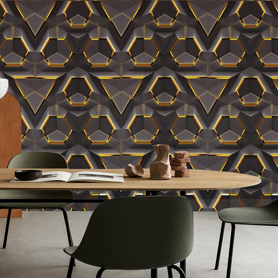 Hot Sales Vinyl wallpaper 3D Geometrical Modern Design PVC Wall Paper for home decoration