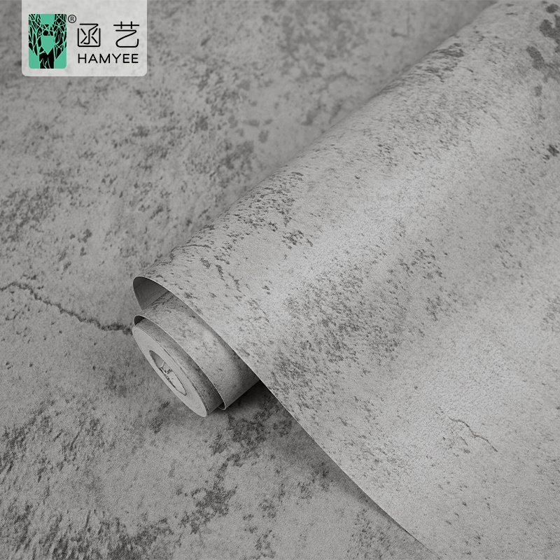 Industrial style cement concrete gray wall paper textured vintage cement peel & stick wallpaper