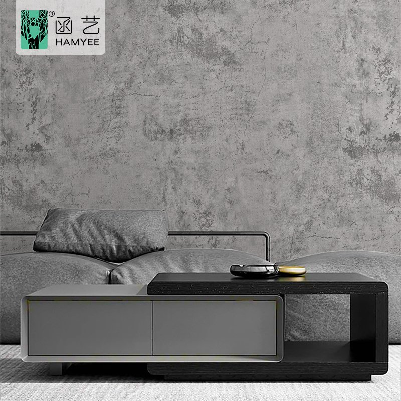 Industrial style cement concrete gray wall paper textured vintage cement peel & stick wallpaper