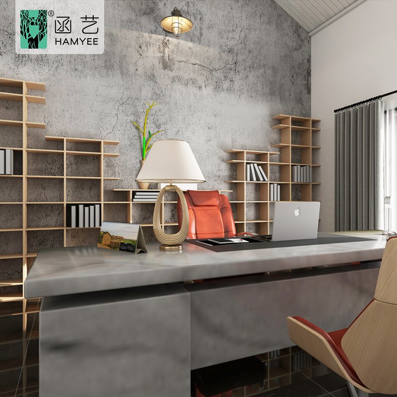 Industrial style cement concrete gray wall paper textured vintage cement peel & stick wallpaper