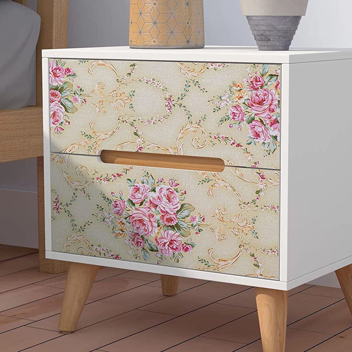Self adhesive, easy to clean, waterproof, retro watercolor, floral, European decorative background wallpaper, home wallpaper