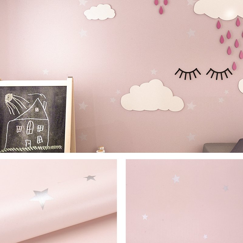 2023 New design self-adhesive waterproof pvc wall paper roll 3d pink children wallpapers