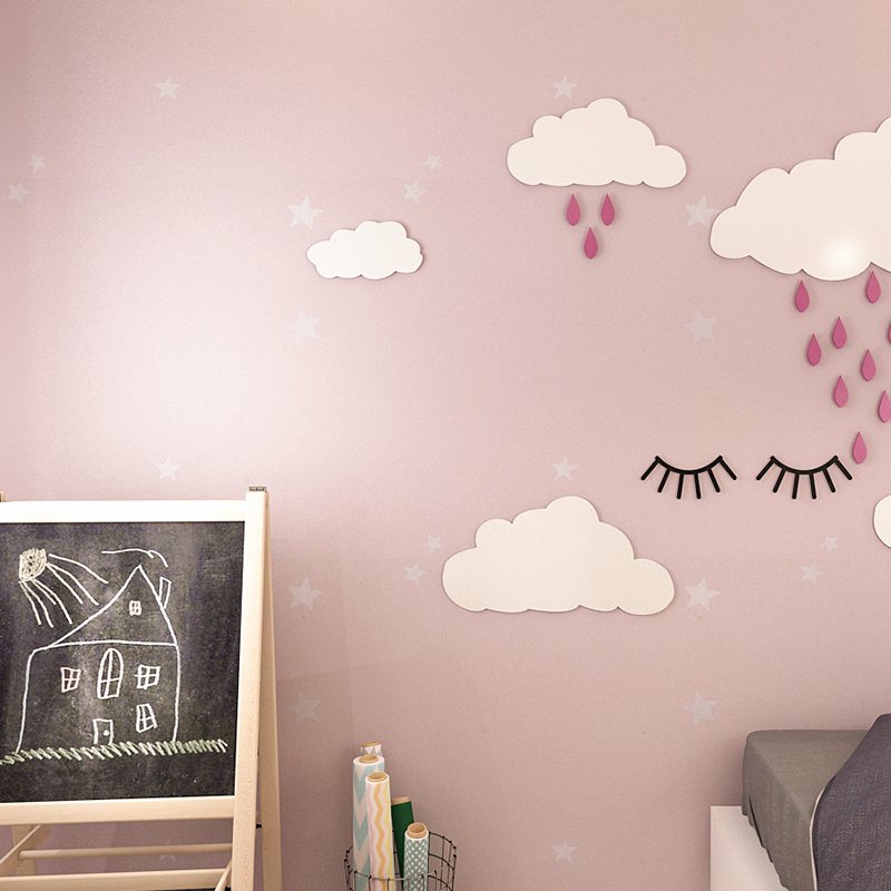 2023 New design self-adhesive waterproof pvc wall paper roll 3d pink children wallpapers
