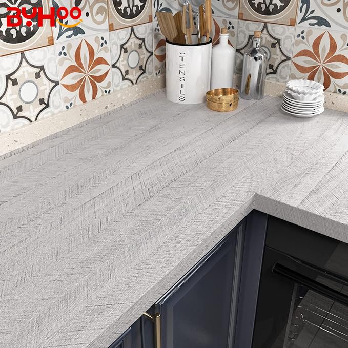 Herringbond gray contact paper peeling and pasting retro wood grain removable self-adhesive wallpaper bedroom