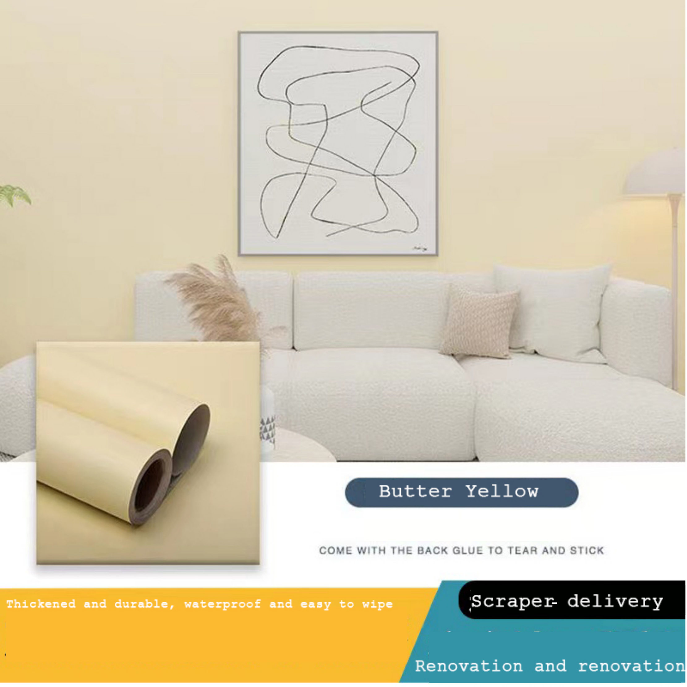 A roll of new macaron colored wallpaper with strong stickiness, easy to stick