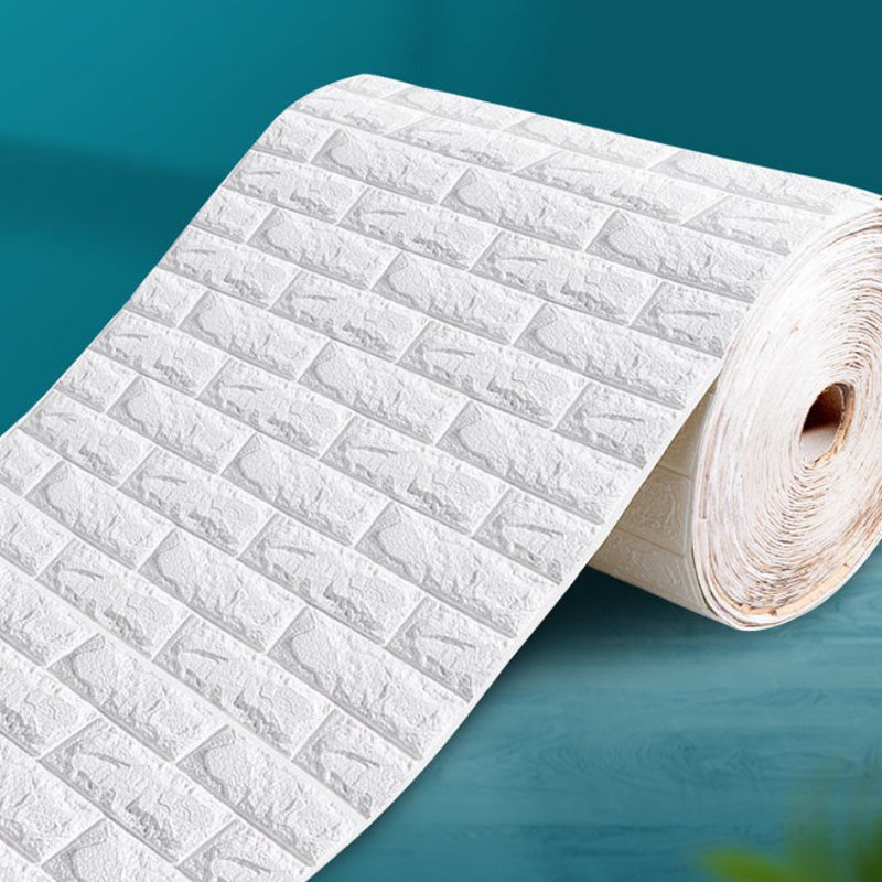 2022 New fashionable Waterproof self adhesive XPE roll 3D foam wallpaper wall stickers wall panel in white