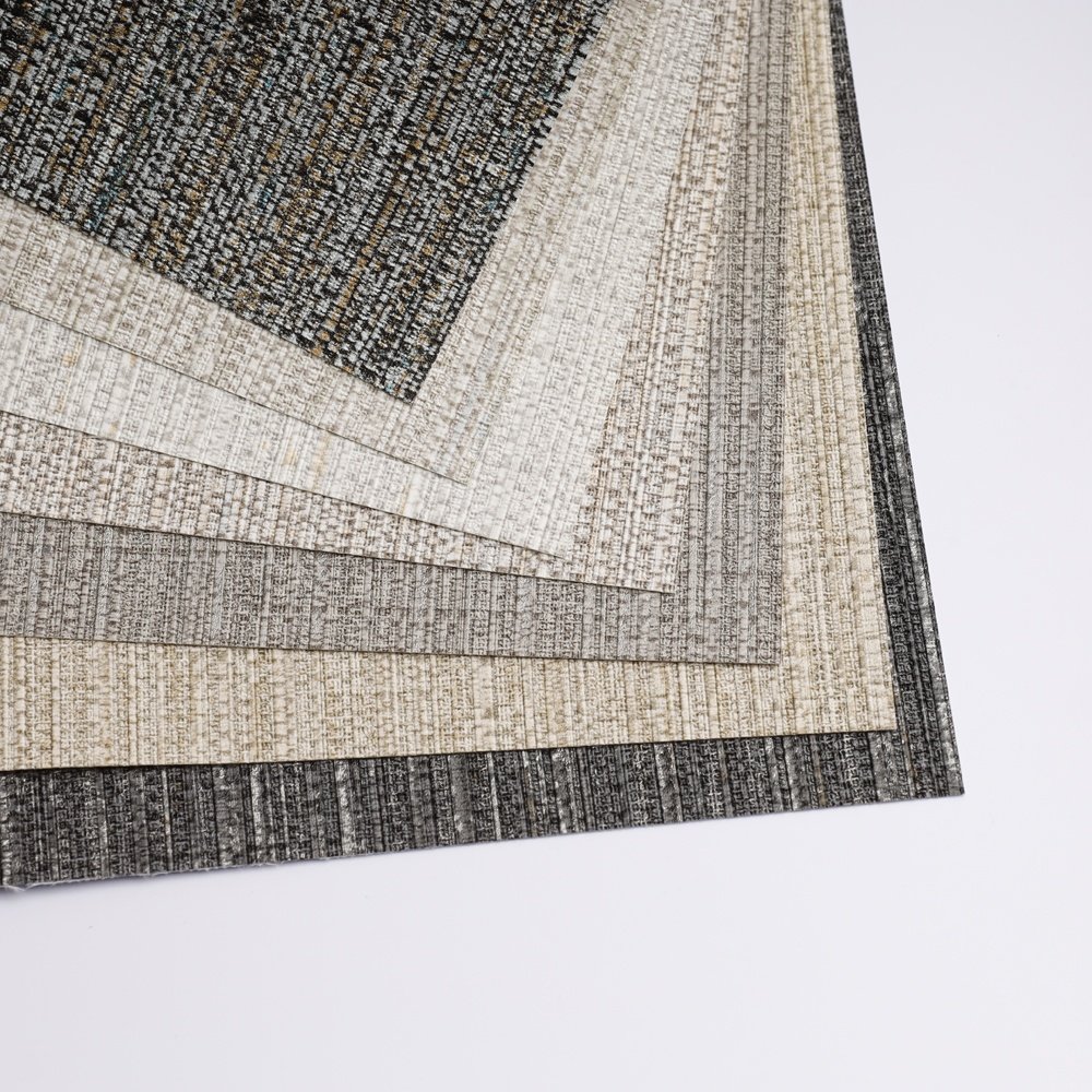 Wholesale in Stock Fireproof vinyl Texture wallpaper Woven Fabric Wall Paper modern interior design for home improvement hotel