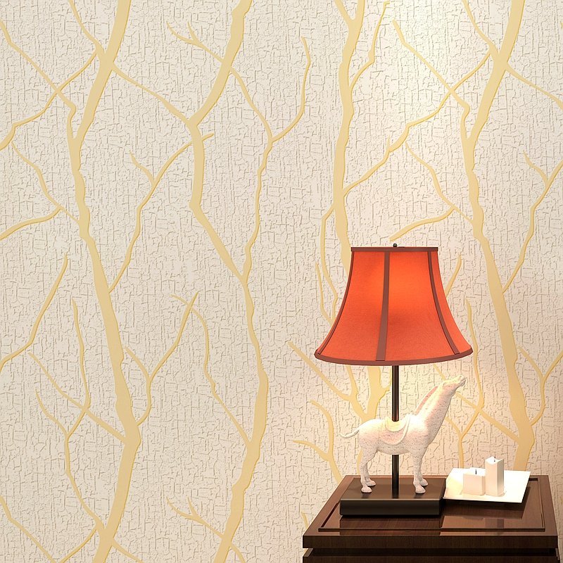 Deep coffee 3D branch pattern deerskin wallpaper bedroom living room dining room hotel modern simple luxury thickened wallpaper